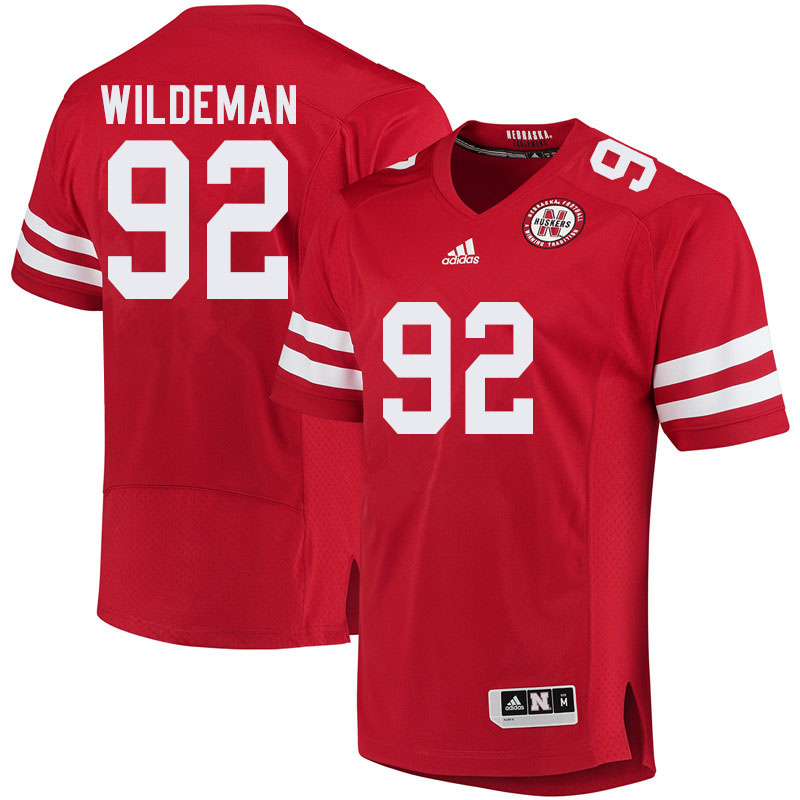 Men #92 Tate Wildeman Nebraska Cornhuskers College Football Jerseys Sale-Red